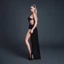 Take Me - Bodysuit en vinyle et maille effet latex avec jupe coquette - L - Noir
