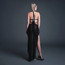 Take Me - Bodysuit en vinyle et maille effet latex avec jupe coquette - L - Noir
