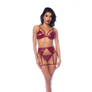 Ensemble de soutien-gorge trois pièces - L - Rouge vin brillant