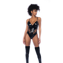 Body à lacets avec décolleté plongeant - XL - Noir brillant