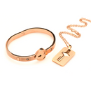 Bracelet à verrouillage avec manchette et collier clé - Or rose