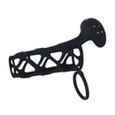Manchon en silicone vibrant pour pénis et anneau pour testicules - Noir