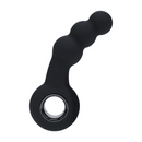 Masseur prostatique en silicone vibrant avec perles et boucle - Noir