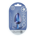 Plug anal en silicone lisse - Grand - 3,5 / 8,9 cm - Bleu métallisé