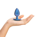 Plug anal en silicone lisse - Grand - 3,5 / 8,9 cm - Bleu métallisé