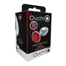 Plug anal en gemme ronde - Petit - Argent/Rouge rubis