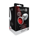 Plug anal en gemme ronde - Moyen - Argent/Rouge Rubis