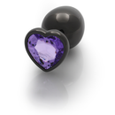 Plug anal en forme de cœur - Grand - Gunmetal/Violet Améthyste