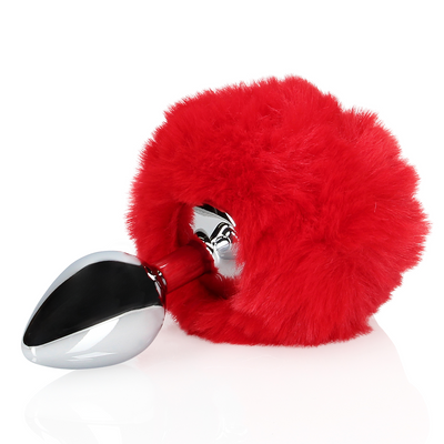 Queue de lapin avec plug anal en mtal - Rouge