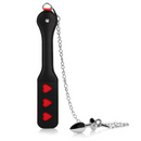 Paddle Cœurs avec Plug Anal en Métal - Noir