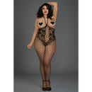 Open-Cup Bodystocking - Taille Plus - Noir
