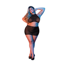 Ensemble haut à col halter et jupe en tulle à pois - 2X - Noir