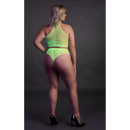 Col roulé et jupe taille haute - Grande taille - Vert fluo