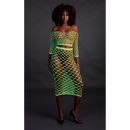 Crop Top à Manches Longues et Jupe Longue - Taille Unique - Vert Néon