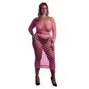 T-shirt à manches longues et jupe longue - Grande taille - Rose fluo