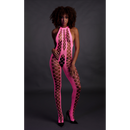 Bodystocking avec col halter - Taille unique - Rose fluo