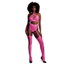 Ensemble Deux Pièces avec Crop Top et Bas - Taille Unique - Rose Néon