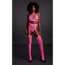 Ensemble Deux Pièces avec Crop Top et Bas - Taille Unique - Rose Néon