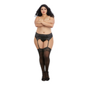 Bas transparents avec dentelle en haut - Grande taille - Noir