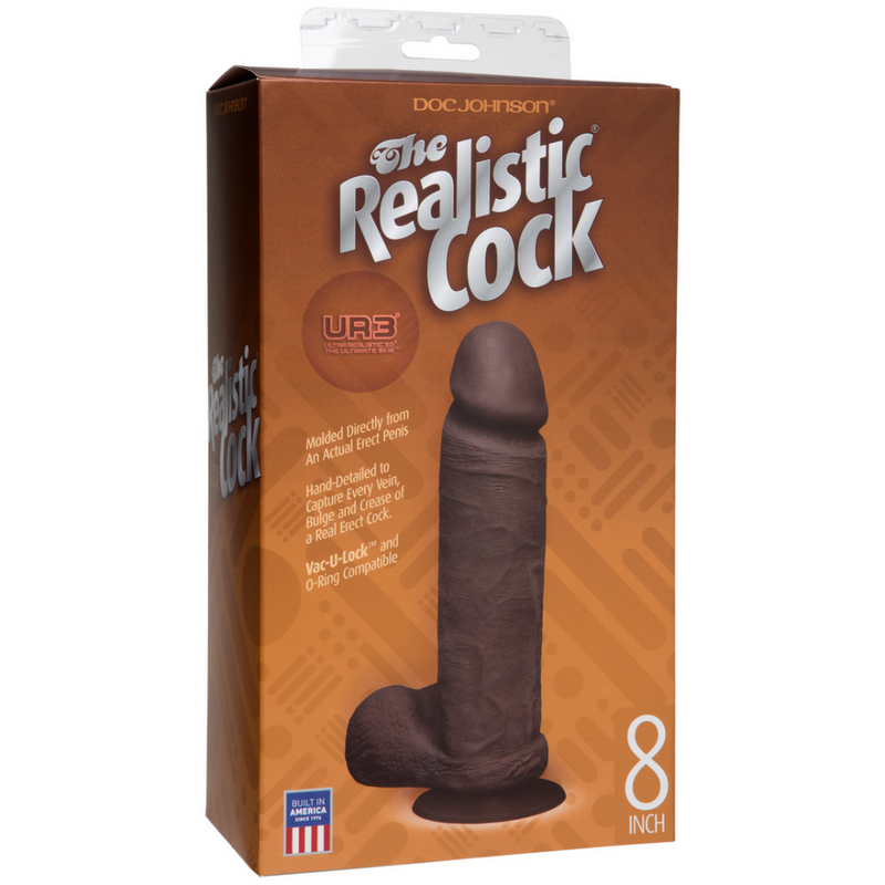 Pénis réaliste avec testicules - Ventouse Vac-U-Lock amovible - ULTRASKYN - 8 / 20 cm - Chocolat