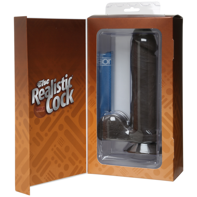Pénis réaliste avec testicules - Ventouse Vac-U-Lock amovible - ULTRASKYN - 8 / 20 cm - Chocolat