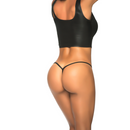 String Y-Back en simili cuir - M/L - Noir effet mouillé