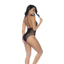 Ensemble Bodysuit en résille et dentelle - Taille unique - Noir/Violet