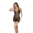 Bas en résille et dentelle - Taille unique - Noir/Violet