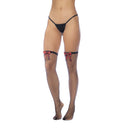 Bas en résille diamant avec nœuds en tartan - Taille unique - Noir/Tartan