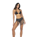 Ceinture à franges Glam - Taille unique - Noir/Rhinestones