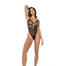 Body en résille serpent - Taille unique - Noir/Rouge