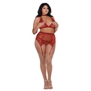 Fishnet and Lace 4 Piece Set - Plus Size