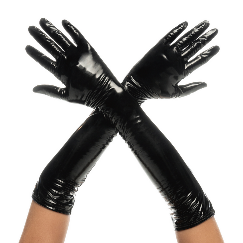 Cruella - Guantes de alto brillo - L/XL - Negro brillante
