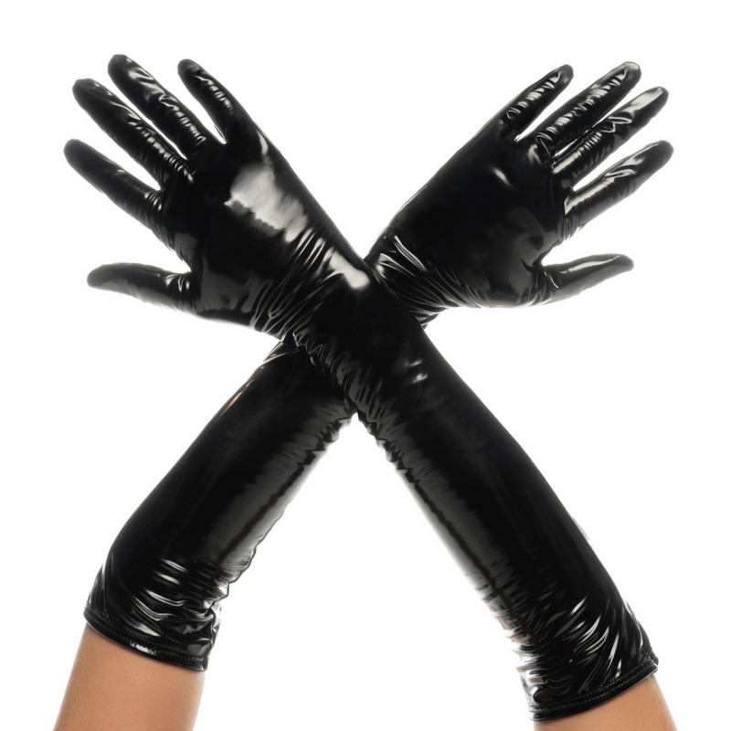 Cruella - Guantes de Alto Brillo - S/M - Negro Brillante