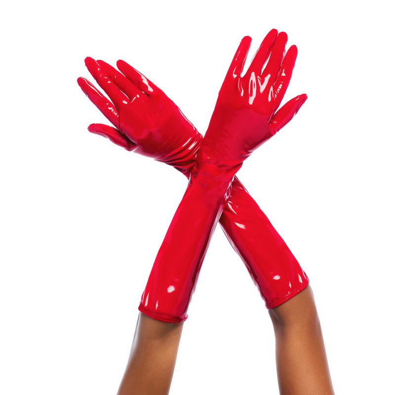 Cruella - Guantes de alto brillo - S/M - Rojo brillante