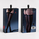 Hold Me Close - Bas Stay Up avec Bord en Vinyle Aspect Latex - S/M - Noir