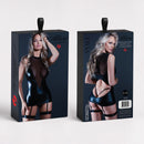 Nyala - Robe porte-jarretelles transparente et effet wetlook avec string - S/M - Noir