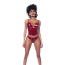 Ensemble Bustier Deux Pièces - L - Rouge Vin Brillant