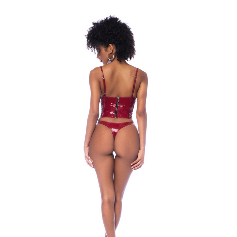 Conjunto de Bustier de Dos Piezas - M - Rojo Vino Brillante