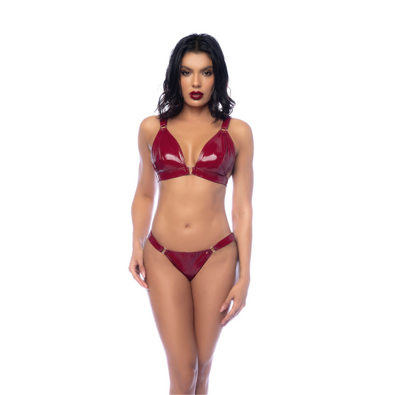 Conjunto de Sujetador de Dos Piezas - L - Rojo Vino Brillante