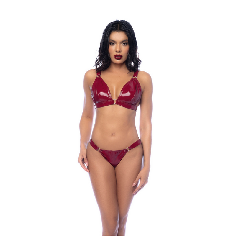 Conjunto de Sujetador de Dos Piezas - M - Rojo Vino Brillante