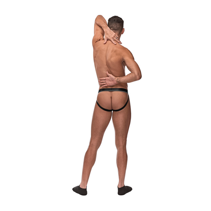 Anillo para el pene Jock con anillo negro - L/XL - Burdeos