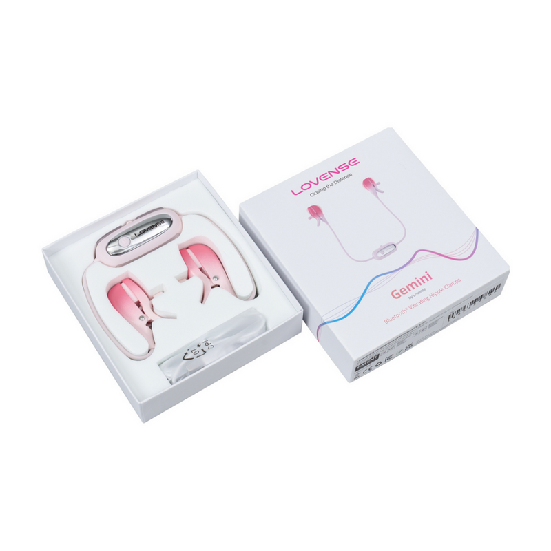 Gemini - Pinces à mamelons vibrantes contrôlées par application - Rose