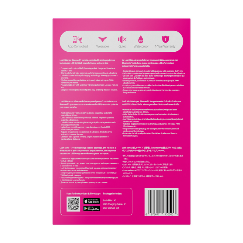Lush Mini - Poderoso Vibrador de Huevo para Punto G Controlado por Mando a Distancia - Rosa