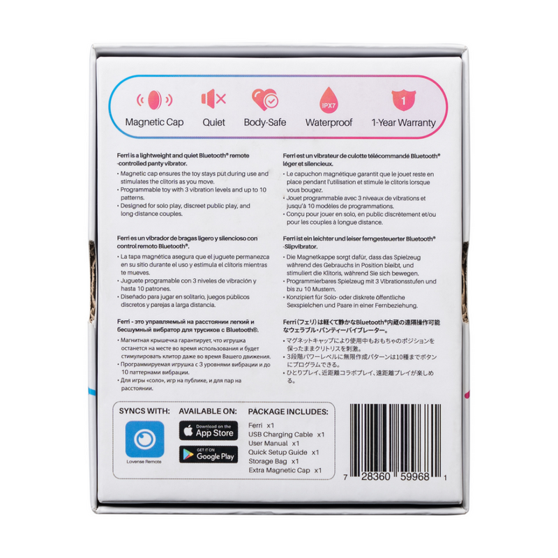Ferri - Vibrateur de culotte clitoridien contrôlé par application magnétique - Rose/Noir