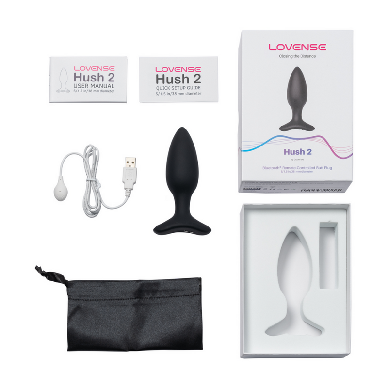 Hush 2 - Plug anal vibrant contrôlé par application - 1,5 / 3,8 cm - Noir