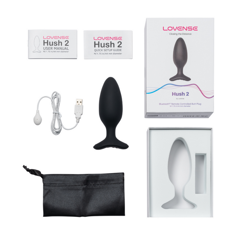 Hush 2 - Plug anal vibrant contrôlé par application - 1,75 / 4,4 cm - Noir