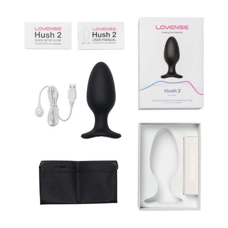 Hush 2 - Plug anal vibrant contrôlé par application - 2,25 / 5,7 cm - Noir