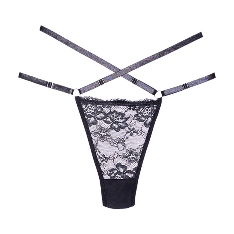 Cherished - String en dentelle et mesh - OS - Noir