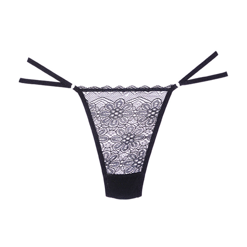 String en dentelle et mesh - Taille unique - Noir
